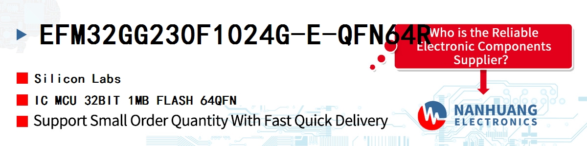 EFM32GG230F1024G-E-QFN64R Silicon Labs IC MCU 32BIT 1MB FLASH 64QFN