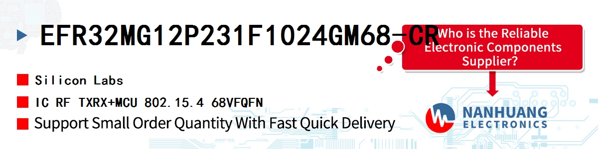 EFR32MG12P231F1024GM68-CR Silicon Labs IC RF TXRX+MCU 802.15.4 68VFQFN