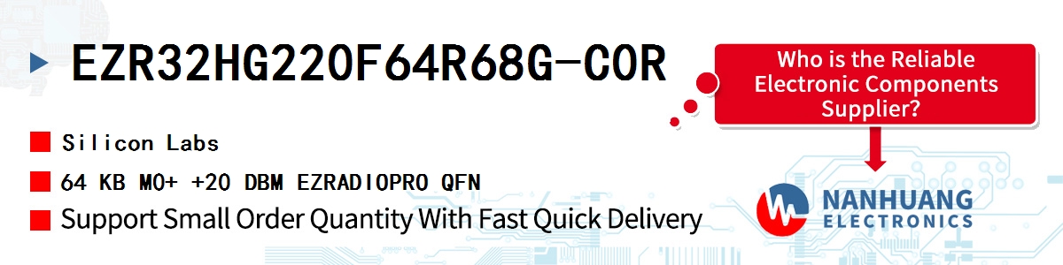 EZR32HG220F64R68G-C0R Silicon Labs 64 KB M0+ +20 DBM EZRADIOPRO QFN