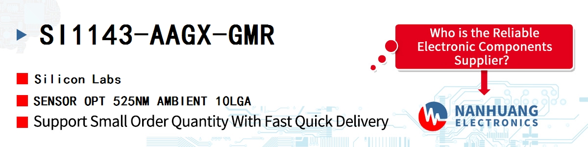 SI1143-AAGX-GMR Silicon Labs SENSOR OPT 525NM AMBIENT 10LGA
