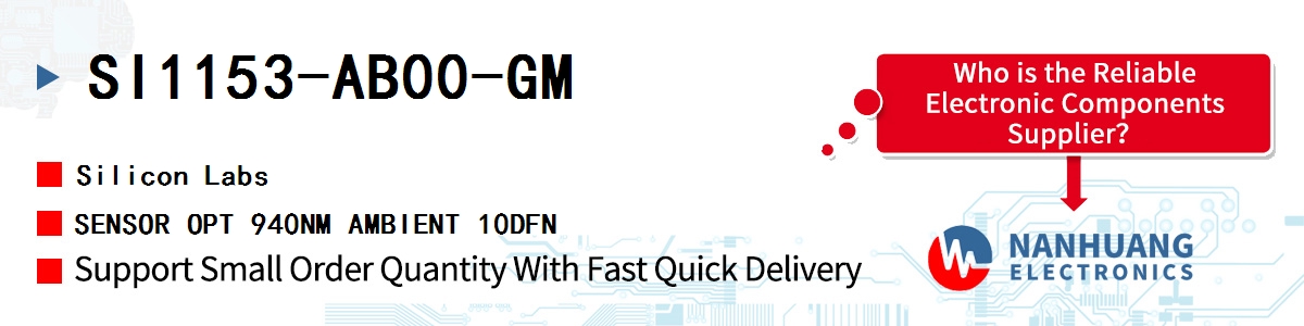 SI1153-AB00-GM Silicon Labs SENSOR OPT 940NM AMBIENT 10DFN